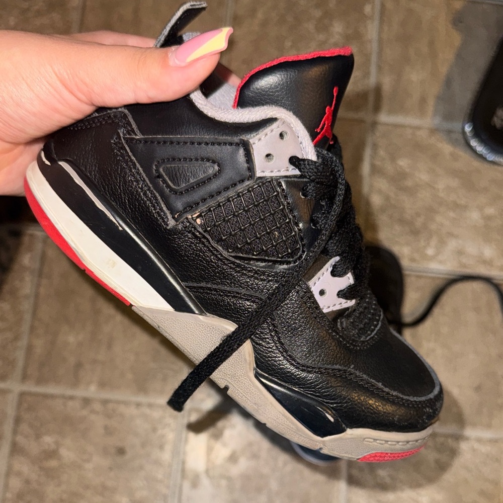 Jordan Kids Black and Red Retro Basketball Sneakers